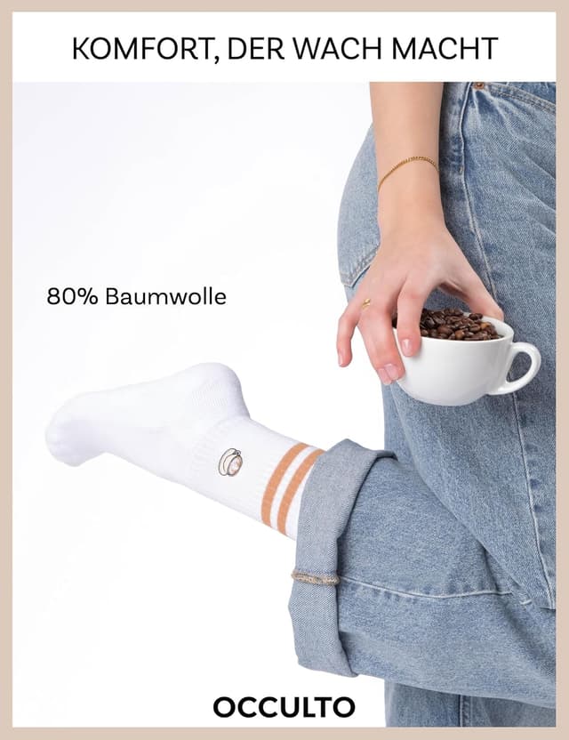 Detalle 2 de Occulto Summer Tennissocken im Motiv-Design (3er Pack) für Damen & Herren
