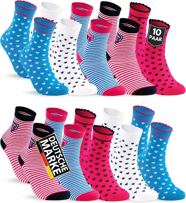 Detalle de 10 Paar Kinder Socken für Jungen & Mädchen aus Baumwolle – strapazierfähig für Alltag, Spiel und Sport