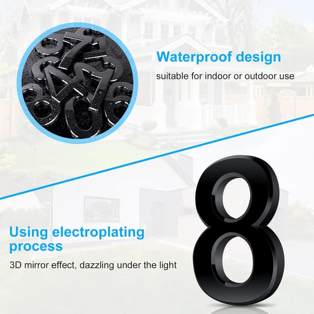 Thumbnail 3 de Vicloon Número de Casa 7,5 cm Negro