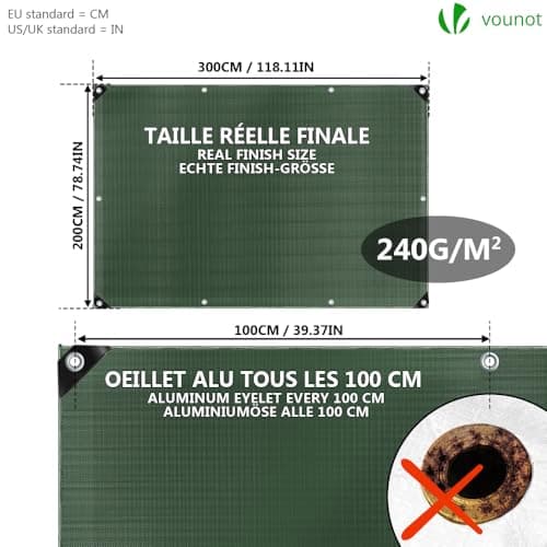 Thumbnail 3 de VOUNOT Lona impermeable 2x3 m 240 g/m² 🌧