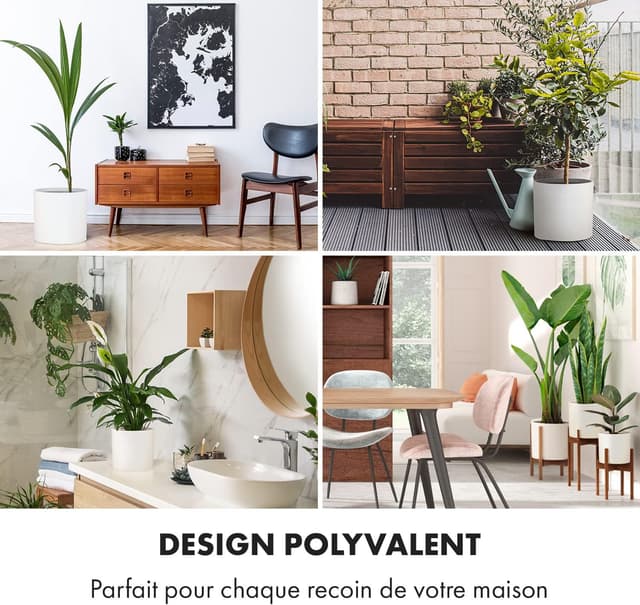 Detalle de Pot de Fleur Fiberstone pour intérieur & extérieur, grand format avec bouchon de drainage — lot de 2