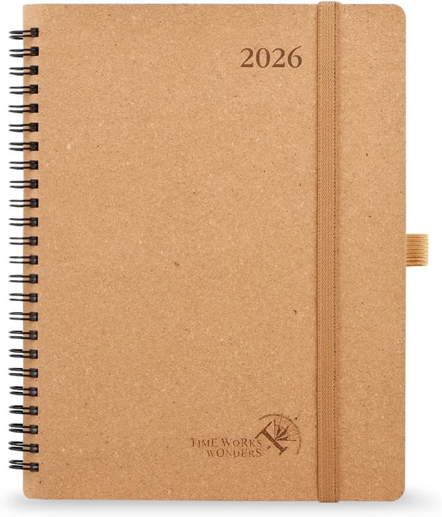 Thumbnail 6 de POPRUN Agenda 2026 semainier vertical 26,5 x 21,5 cm en couverture souple PU (pourpre) + règle signet