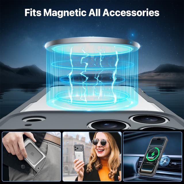 Detalle 2 de CENHUFO Privacy Case for iPhone 17 Pro Max (6.9 inch) with built-in 9H glass screen protector and MagSafe support