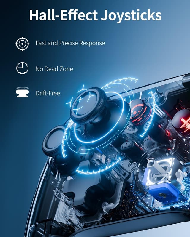 Detalle 2 de PC Controller Wireless with Hall Effect, 2.4G Dongle & Bluetooth – Paddles Back Buttons for Windows, Steam Deck, Switch 2 Pro