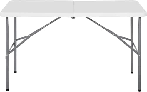 Detalle 2 de Mesa plegable de camping T-LOVENDO.ES rectangular auxiliar 122x61 cm (hasta 120 kg), blanca