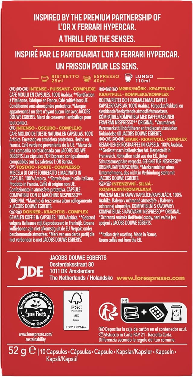 Detalle 2 de L'OR Espresso Imola Ristretto | 100 Cápsulas Nespresso