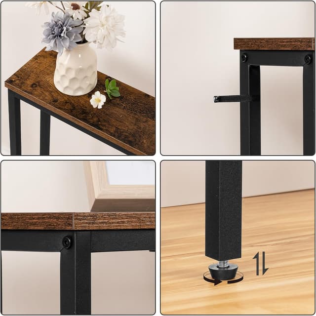 Thumbnail 7 de HOOBRO Mesa Consola Rústica con Carga USB y Toma ⚡