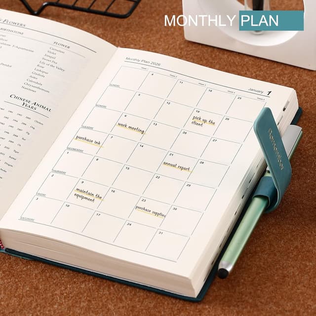 Detalle de Mljtoyo Academic Diary 2026 (A5) – Day-Per-Page Hardcover Organiser, Jan–Dec 2026