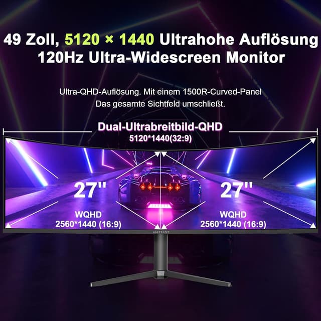 Thumbnail 2 de Amzfast Curved Monitor 49 Zoll 120 Hz