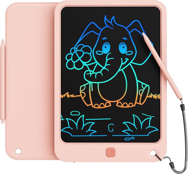 Detalle de 10-Inch LCD Writing Tablet (Pink) for Ages 3–12, Colorful Doodle Board With Stylus & Lanyard