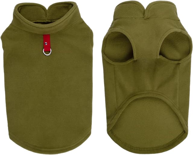 Detalle de Blue Dream Island Pet Clothes Dog Cold Weather Coat in Olive Green (with fleece vest and leash ring)