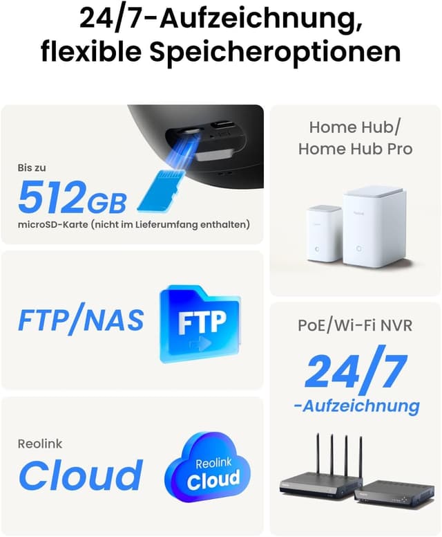 Thumbnail 6 de Reolink TrackFlex Floodlight WiFi 4K Wi‑Fi 6 PTZ Außenkamera mit 6x Hybridzoom, Auto-Tracking und 3000‑Lumen-Flutlicht
