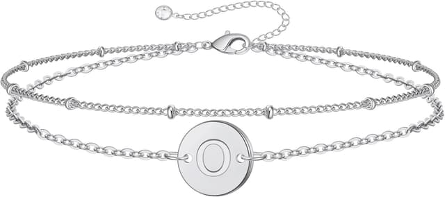 Detalle de TINGN bracelet pour femme en argent avec initiale, or blanc 18 carats