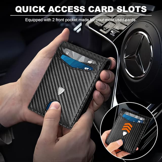 Thumbnail 5 de TEEHON Mens Wallets Slim RFID Carbon Fiber 11 cards