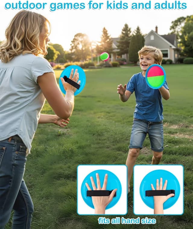 Detalle 2 de Qrooper Kids Toss and Catch Game Set (4 paddles, 4 balls) for Ages 3–8 Outdoor Play