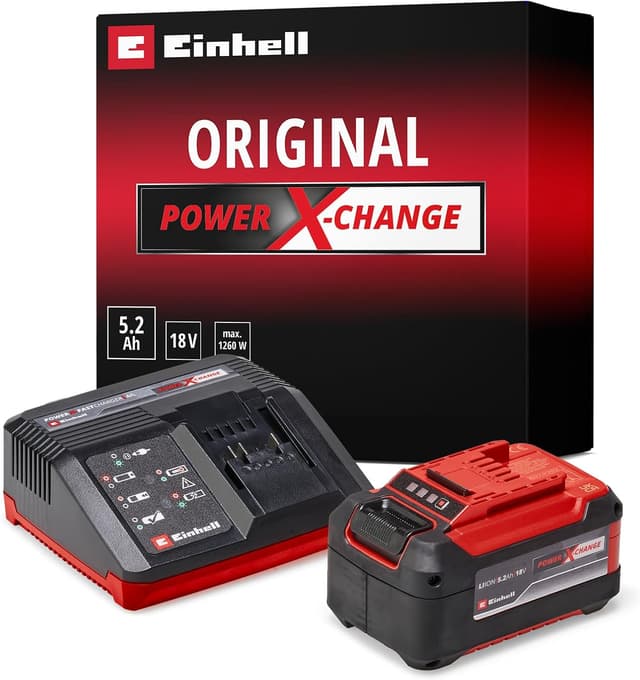Detalle de Einhell Original Starter Kit 5,2 Ah Akku & Fastcharger Power X-Change (18 V) – für den Einstieg in das Power X-Change-System
