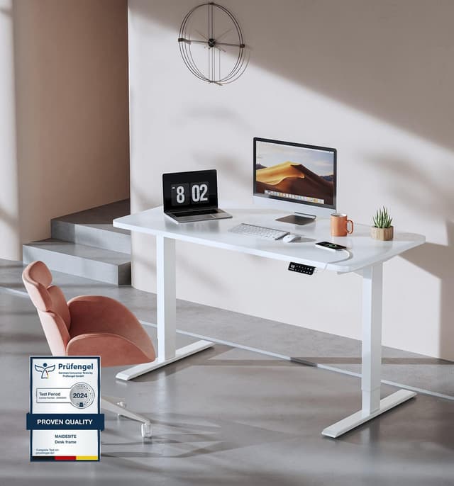 Detalle 2 de MAIDeSITe T2 Pro dual-motor adjustable height standing desk frame (white) with memory smart panel