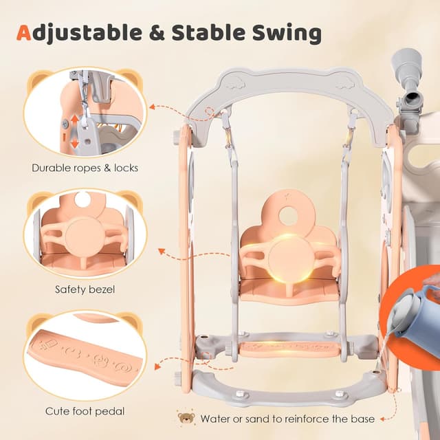 Thumbnail 2 de Altalena Scivolo 6 in 1 per bambini con canestro e telescopio 🛝