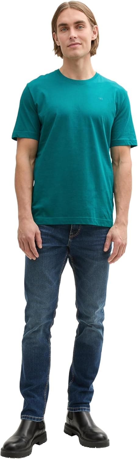 Detalle 2 de TOM TAILOR 1045833 T-Shirt Uomo in tessuto leggero, vestibilità regolare per l’uso quotidiano