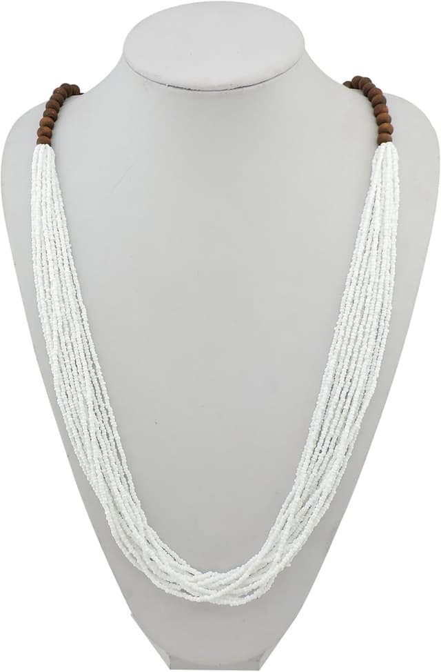 Detalle de Bocar NK-10407 long multiple row handmade beaded statement necklace with gift box