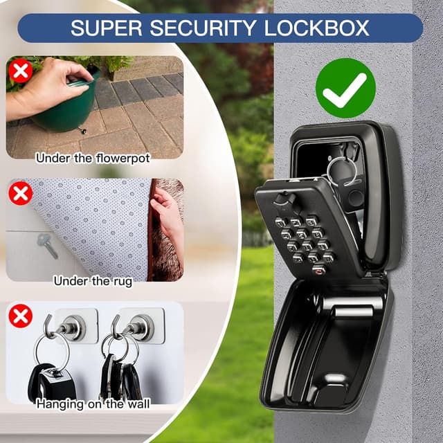 Detalle 2 de Tuocal Wall Mounted Key Safe with 12-Digit Resettable Combination and Weatherproof Cover