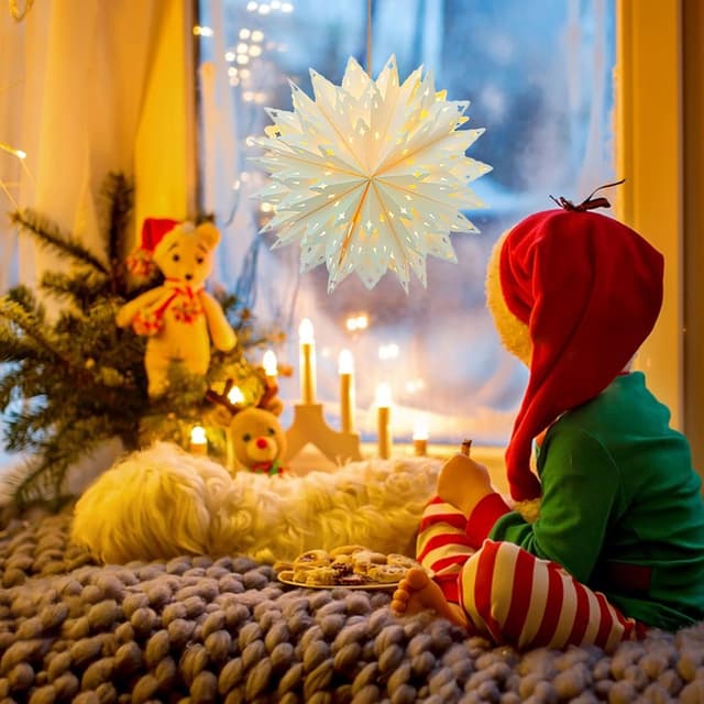 Thumbnail 4 de 3D Weihnachtsstern Beleuchtet 60cm Papierstern