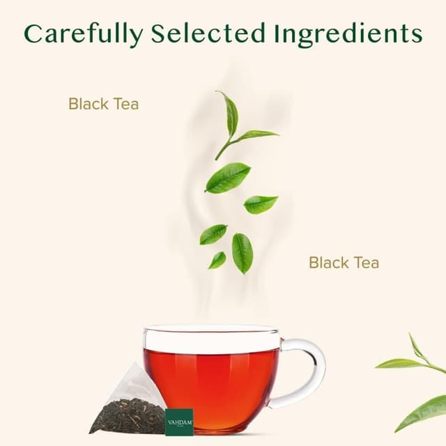 Detalle de VAHDAM English Breakfast Schwarz Tee (100 Teebeutel) – kräftiger Schwarztee als Kaffee-Ersatz, glutenfrei