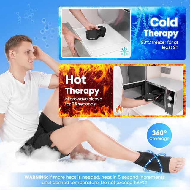 Detalle de ONLYCARE Ankle Ice Pack Wrap – soft gel wrap for hot & cold therapy