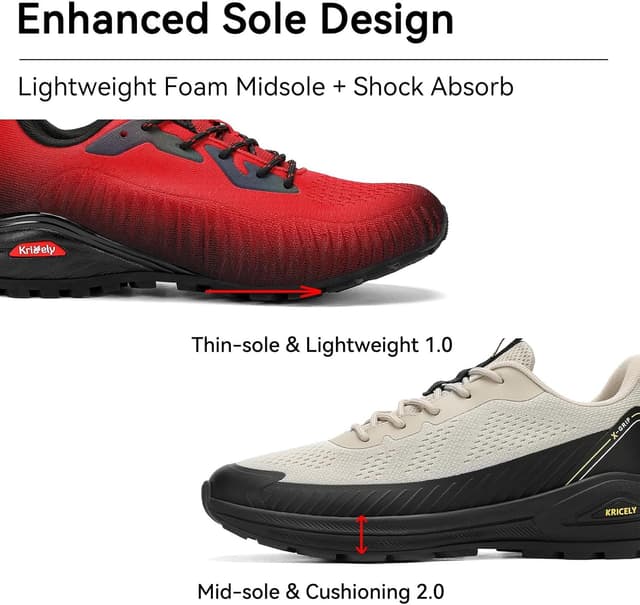 Detalle de Kricely Traillaufschuhe für Herren – Mesh-Sneaker für Straße, Wald und Offroad