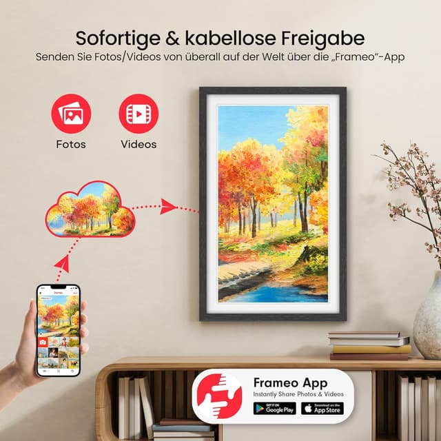 Detalle 2 de 64GB FRAMEO digitaler Bilderrahmen 21,5 Zoll (1920×1080) mit Touchscreen, WLAN & App-Sharing