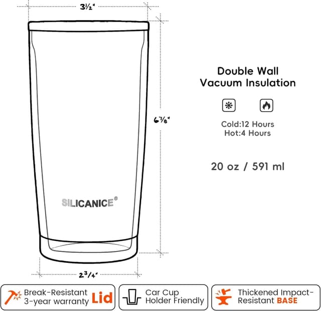 Thumbnail 6 de 20oz Hygienic 18/8 Stainless Steel Vacuum Insulated Tumbler w/ Removable Easy-On/Easy-Off Slider Lid (Black)