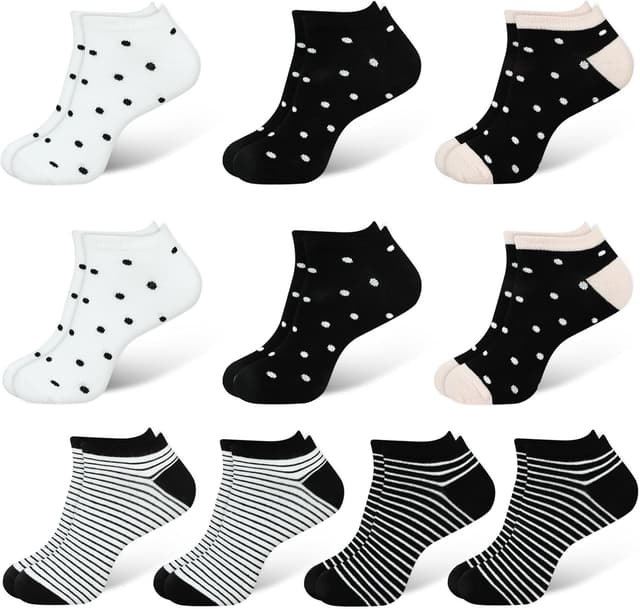 Detalle de DiULi 10 paires de chaussettes femme courtes fantaisie en coton (35-42)