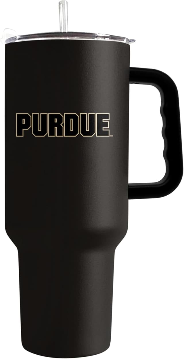 Detalle 2 de Logo Brands NCAA 40 oz Tumbler with Handle and Straw Lid (Stainless Steel Insulated Travel Cup)