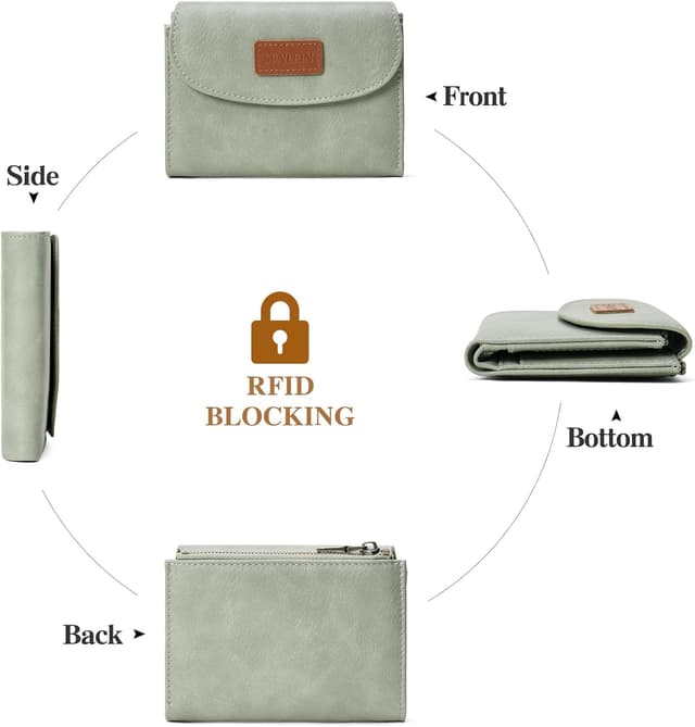 Detalle de SENDEFN Damen-Geldbörse im Kurzformat mit RFID-Blockierung, 10 Kartenfächern und Münzfach