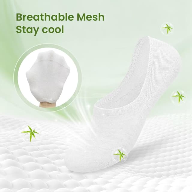 Detalle de FALARY Bamboo No Show Trainer Socks (Invisible Low Cut Ankle) – 6 Pairs