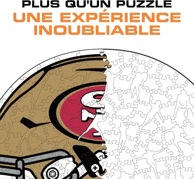 Detalle de Iconic Puzzles Casque San Francisco 49ers – Puzzle en bois sous licence officielle NFL, taille S (150 pièces)