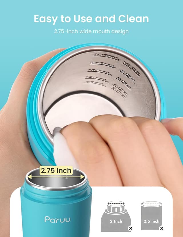 Detalle 2 de Paruu Chauffe-biberon portable sans fil pour nomades, 350 ml, 7 niveaux, bleu