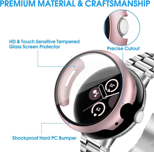 Detalle de Tiorecime 10 Pack Case for Google Pixel Watch 3 45mm with Tempered Glass Screen Protector