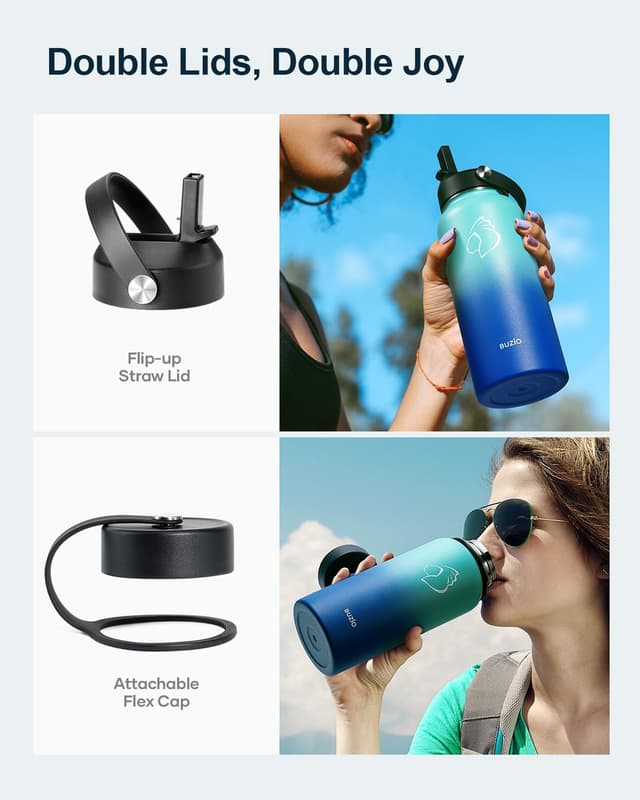 Detalle 2 de BUZIO 1 L botella aislada Karibikblau