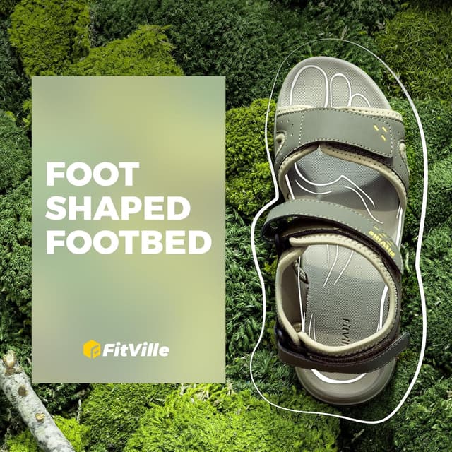 Detalle de FitVille Weit-Sandalen Damen – bequeme Sommer-Sandaletten mit verstellbarem Klettverschluss