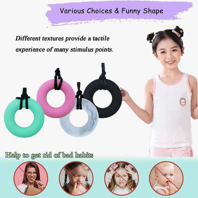 Detalle de ALKAIDCHAO Silicone Chew Necklace 4 pack