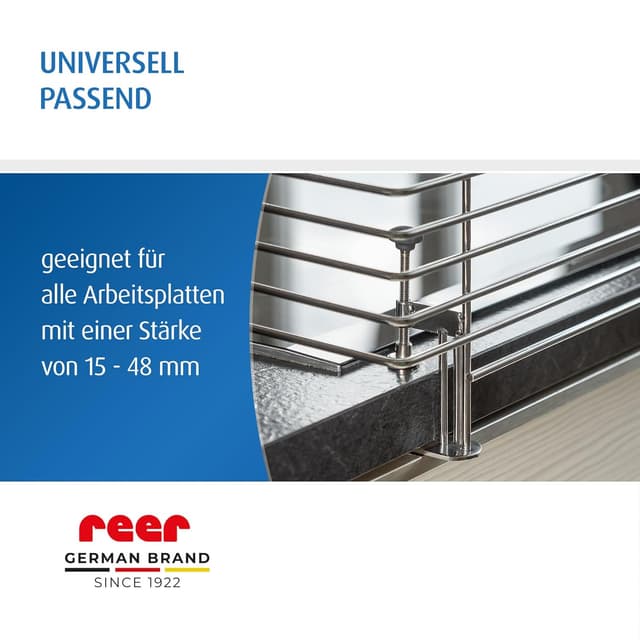 Detalle de reer CLASSIC Herdschutzgitter aus Edelstahl (65 cm) – stabile Kindersicherung für Ceran & Induktion
