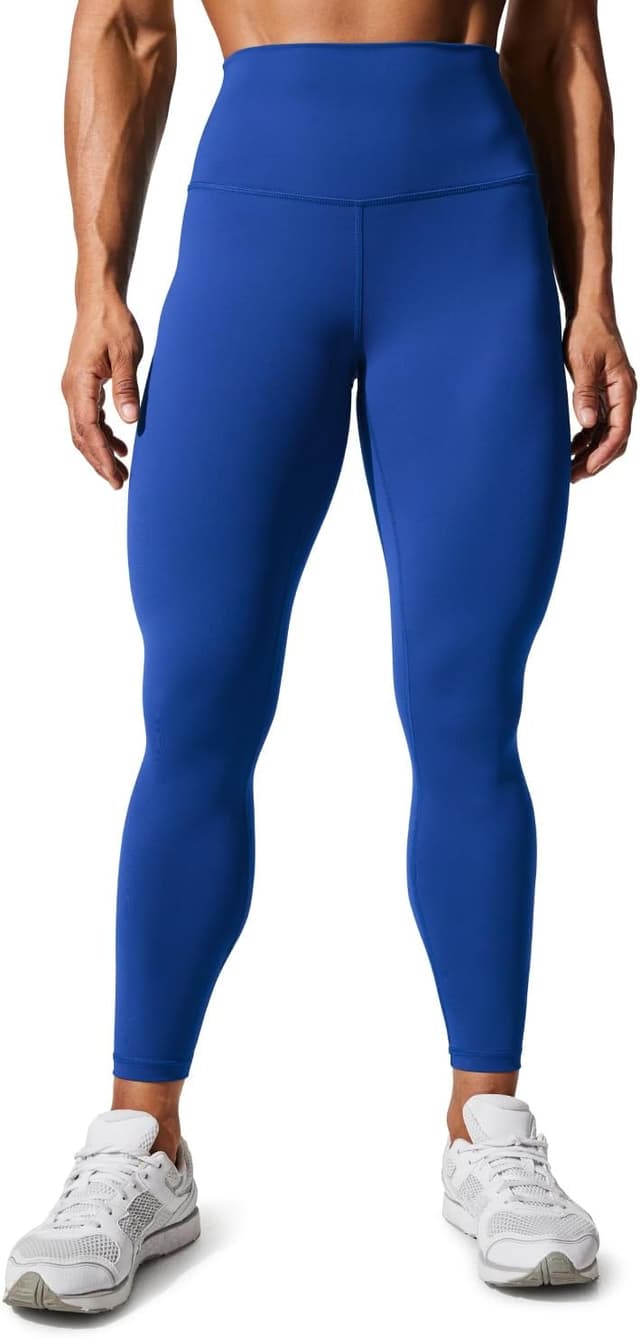 Detalle de CRZ YOGA Donna pantaloni a vita alta in compressione con tasche 64 cm Onde Blu (taglia 42)