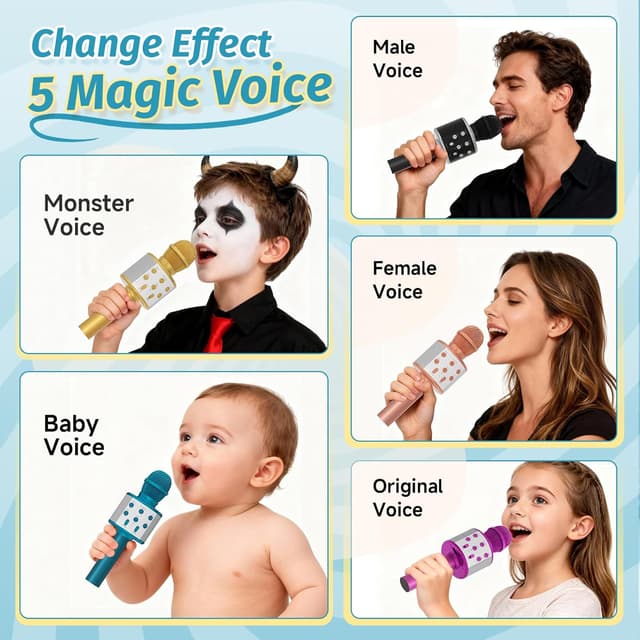 Detalle 2 de Fede Karaoke Mikrofon: drahtloses Bluetooth-Mikrofon mit Lautsprecher und LED-Licht