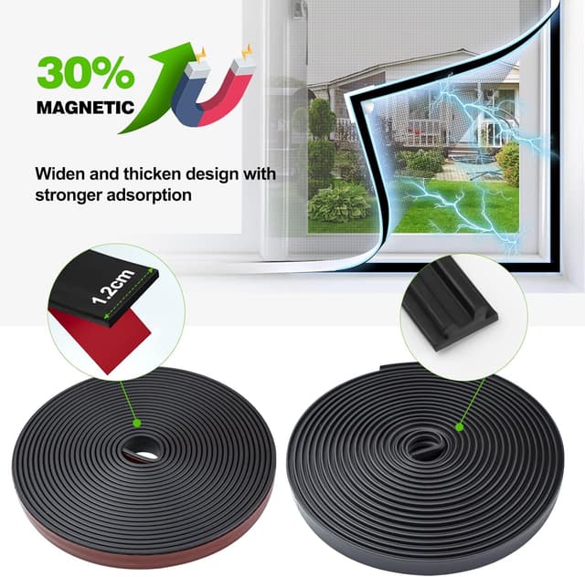 Detalle 2 de Magnetic Fly Screen Window Adjustable DIY Max 120x110cm Fibreglass Mesh with Strong Magnetic Strip