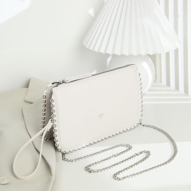 Thumbnail 6 de AFKOMST AFKOMST Piccola pochette e Wristlet Wallet da donna bianco con tracolla a catena