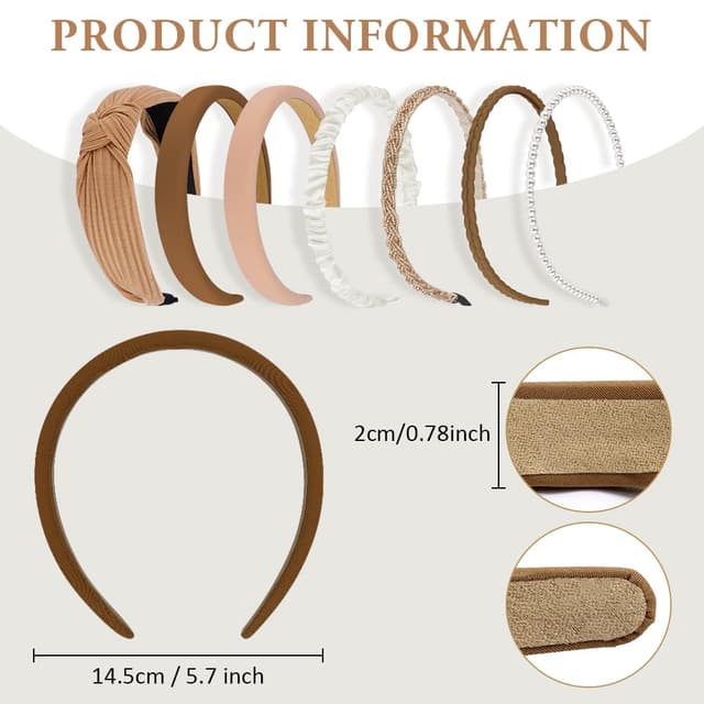 Detalle de LOPHE Damen Stirnbänder (7er-Set) – vintage, gepolstert, geknotet/ Turban-Style für Frauen und Mädchen