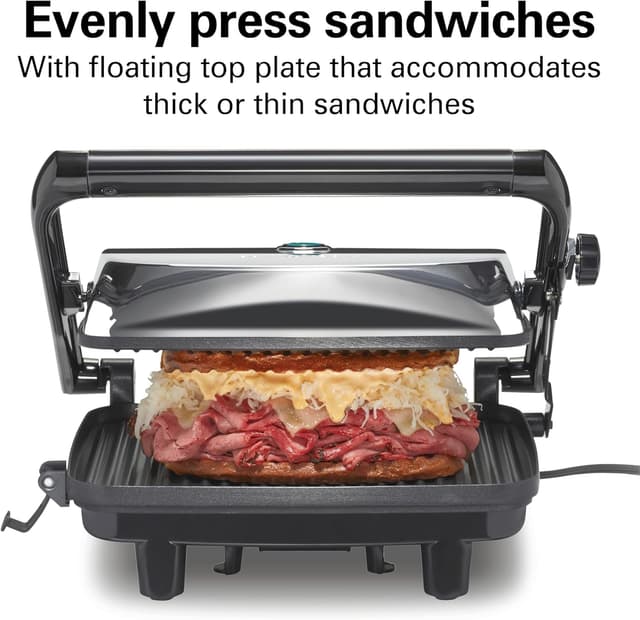 Thumbnail 3 de Hamilton Beach Panini Press & Indoor Grill 8" x 10" Chrome 🍔