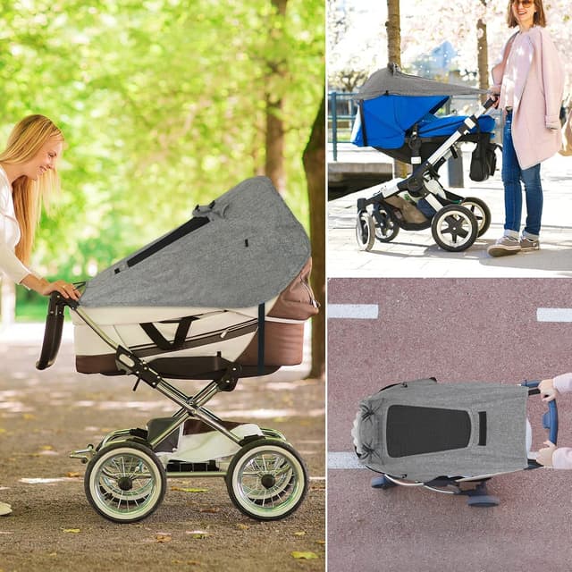 Thumbnail 6 de GeeRic Pare-soleil de poussette bébé UPF50+ (gris) pour protection solaire
