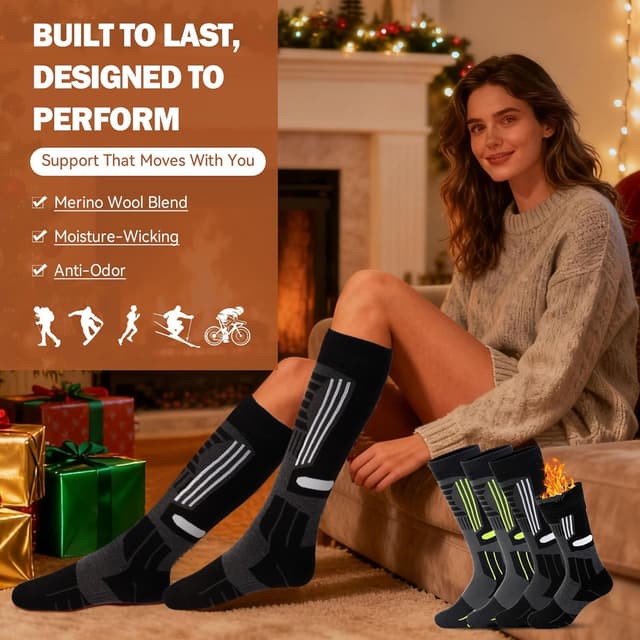 Thumbnail 6 de LEOSTEP Merinowolle Kompressionsskisocken 2er